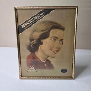 Vintage MCM Gold Metalcraft Picture Frame 8x10 Glass With Advertisement
